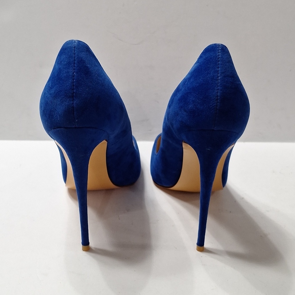 FSJ NWOB Blue Suede Streetwear Night Out Pointed Toe Stiletto Pump Heels Size 7 - Picture 9 of 15